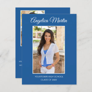 Carte Moderne 2 Side Blue Graduation 3 Classe photo 2022