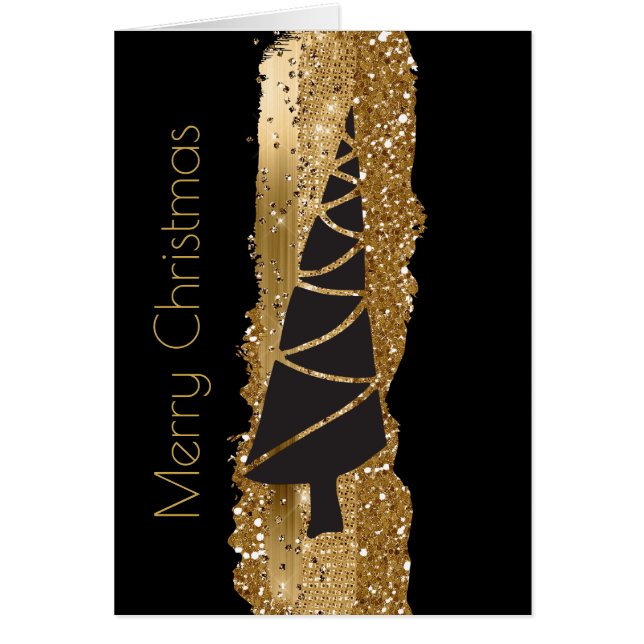 Carte moderne Black and Gold Christmas Tree (Devant)