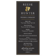 Carte moderne Black Gold Elegant Wedding Programme