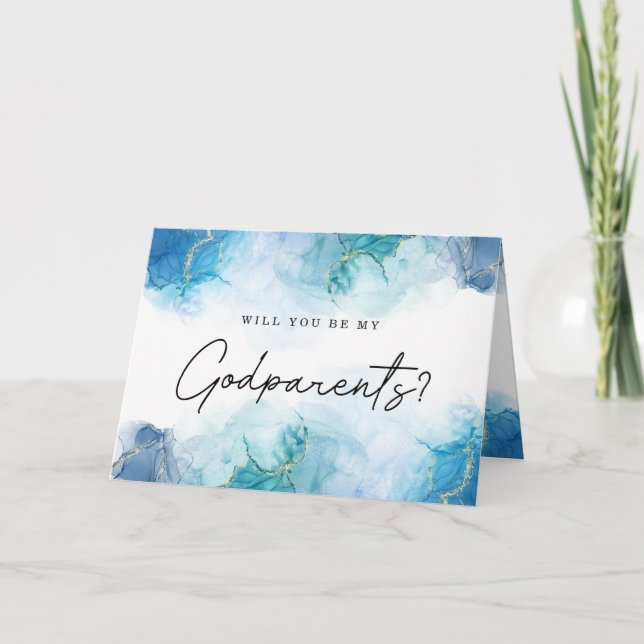 Carte Moderne Blue Watercolor Goparents Proposition (Devant)