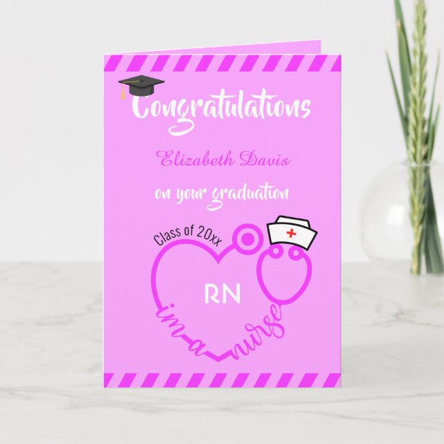 Carte Moderne Blush Pink Nurse Graduation Félicitations (Devant)