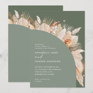 Carte Moderne bohème Sage Green pampas herbe mariage