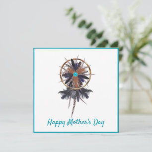 Carte moderne Boho Feather Dreamcatcher Mère's Day