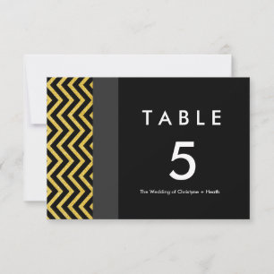 Carte moderne Chevron Black & Gold Table Numéro