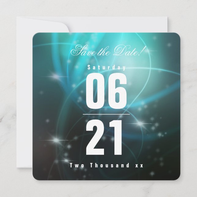 Carte Moderne Chic Deep Sea Aqua Bokeh avec typographie (Devant)