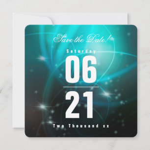 Carte Moderne Chic Deep Sea Aqua Bokeh avec typographie