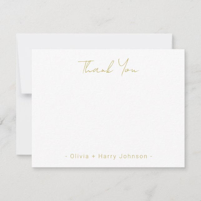 Carte moderne chic Mariage Merci blanc plat (Devant)