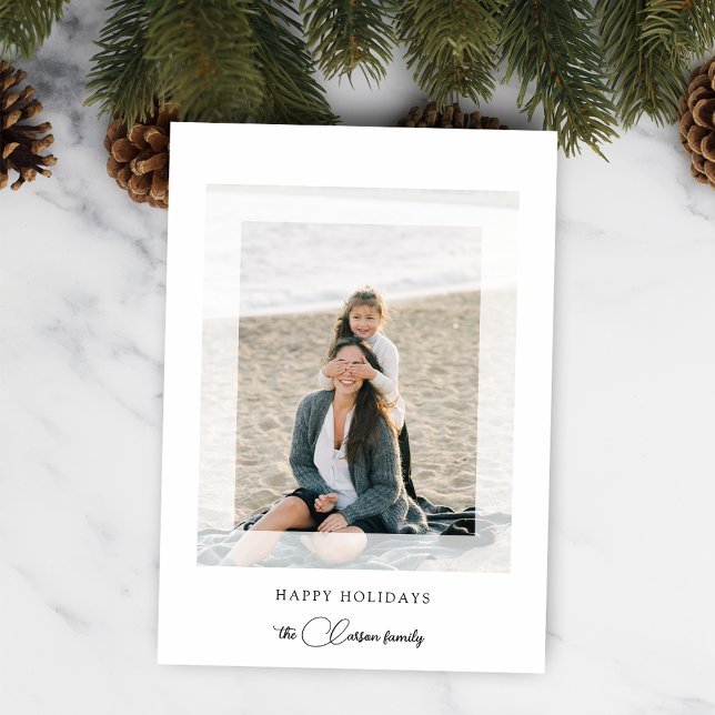 Carte moderne Clean Chic Holiday Photo Plat Card (Créateur téléchargé)