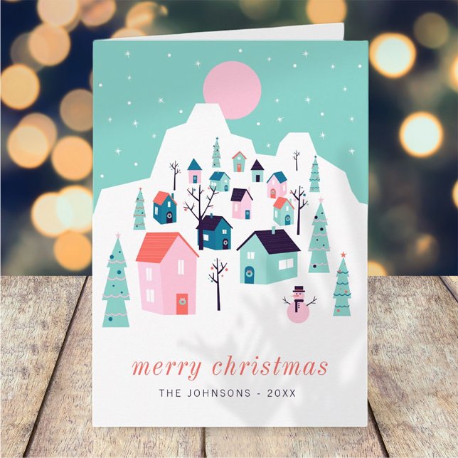 Carte Moderne Cute Nordic Winter Mountain Village (Créateur téléchargé)