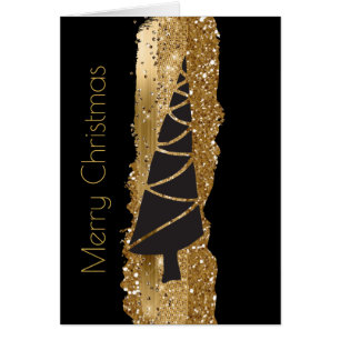Carte moderne d'arbre de Noël de noir et d'or