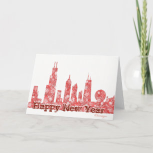 Carte moderne de bonne année d'horizon de Chicago