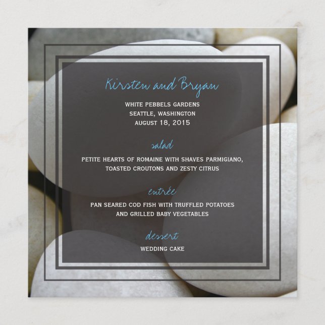 Carte moderne de menu de mariage de photo blanche (Devant)