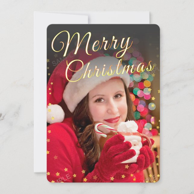 Carte moderne de voeux de Noël photo complète (Devant)