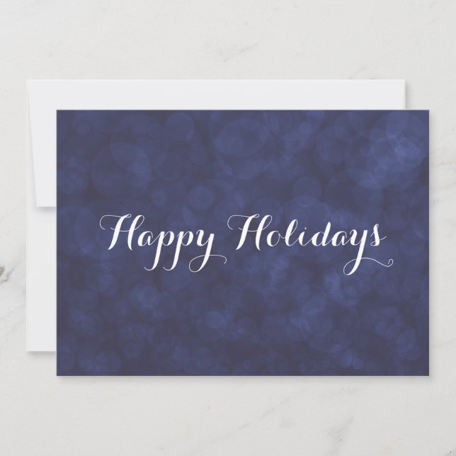 Carte moderne Deep Blue Bokeh Happy Holidays Card (Devant)