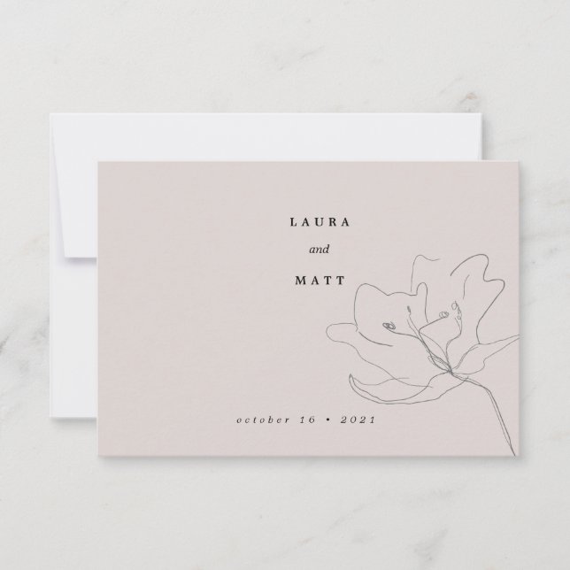 Carte Moderne Delicy Blush Rose Floral choix RSVP (Devant)