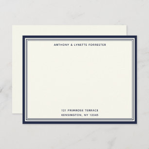 Carte moderne Denim Blue Border Nom et adresse