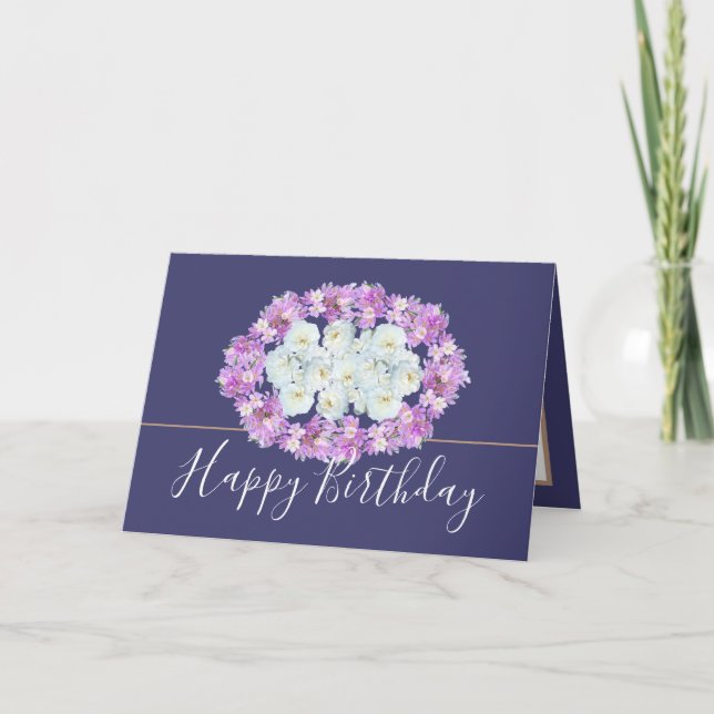 Carte Moderne élégant élégant Simple Chic Floral Anniver (Devant)