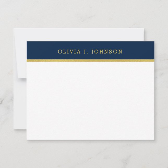 Carte moderne Elegant Marine Gold Flat Note (Devant)