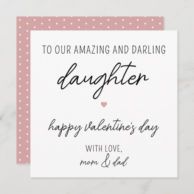 Carte moderne et jolie Saint Valentin pour fille (Devant / Derrière)