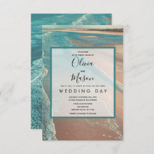 Carte moderne Fade Tropical Beach Sea Mariage Card