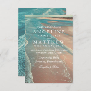 Carte moderne Fade Tropical Beach Sea Mariage Card
