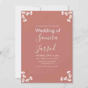 Carte Moderne Floral Motif Nuetral Mariage