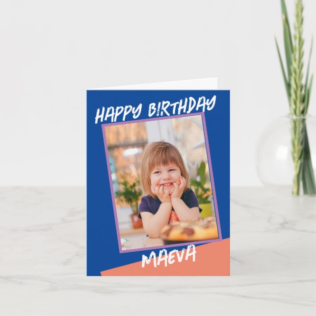 Carte Moderne Joyeux Anniversaire Script Photo Girls (Devant)