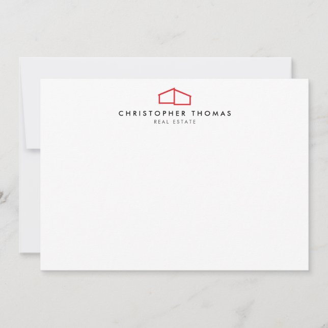 Carte moderne Logo Realtor Red/White Flat Note (Devant)