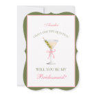 Moderne Martini Bow Trend rose et olive Bridesmaid