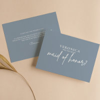 Moderne Minimale Dusty Blue Maid of Honor Proposit