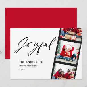 Carte Moderne minimum 2 Photo Joyeux Noël rouge