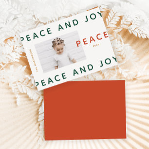Carte Moderne Orange Paix et Joie Photo Holiday