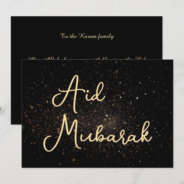 Carte moderne personnalisée d'Eid Mubarak (Devant / Derrière)