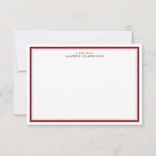 Carte moderne rouge et rose double cadre Note