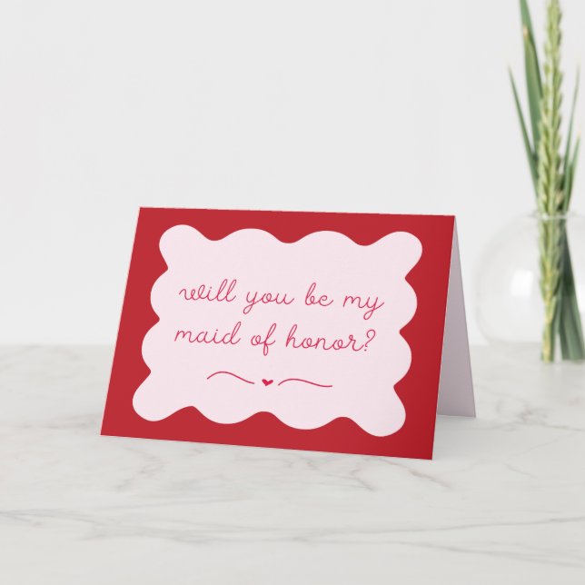Carte Moderne Rouge & rose tendance femme d'honneur Prop (Devant)