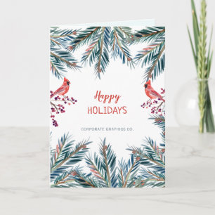 Carte Moderne rustique Happy Holidays corporatif LOGO