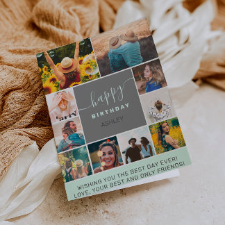 Carte Moderne simple anniversaire turquoise 10 photo col