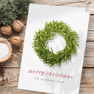 Carte Moderne Simple Élégant Chic Wreath de Noël