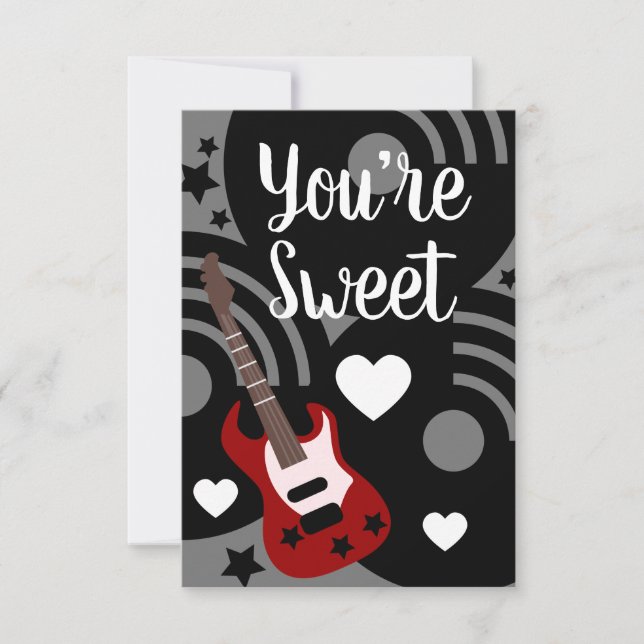 Carte Moderne Valentines Rock Guitare Coeurs de musique (Devant)