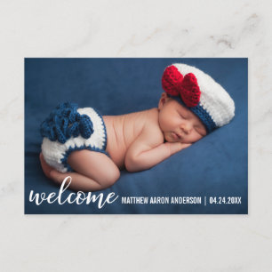 Carte moderne W bébé bienvenu de faire-part de