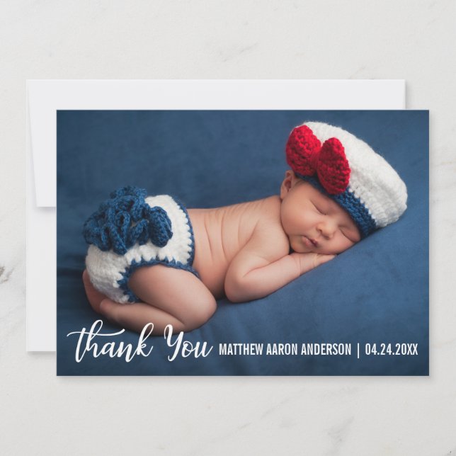 Carte moderne W de nouveau bébé de Merci (Devant)