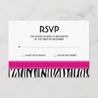 Carte moderne Zebra Dots rose Black Response Card