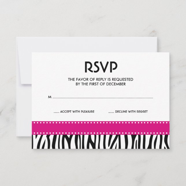 Carte moderne Zebra Dots rose Black Response Card (Devant)