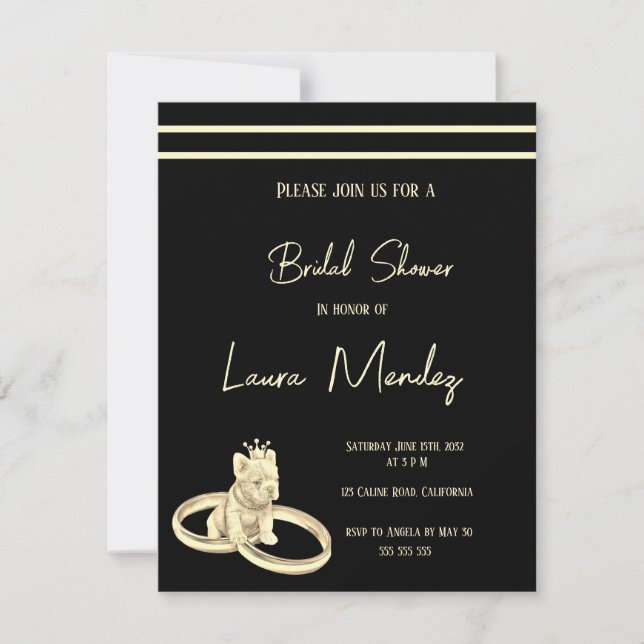 Carte moderno perro oscuro Bridal Shower Invite (Devant)