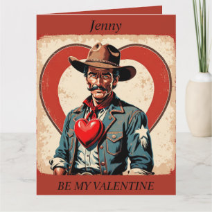 Carte modifiable VALENTINE'S DAY Retro Cowboy