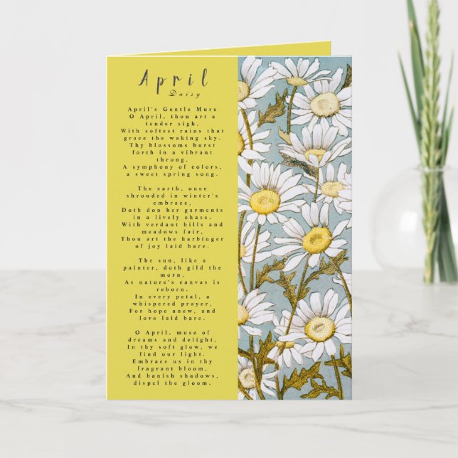 Carte Mois d'avril Né en Prose Flower Card (Devant)