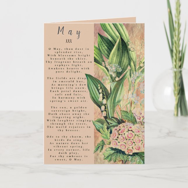 Carte Mois de mai Fleur de prose née (Devant)