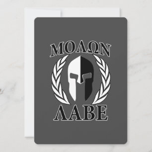 Carte Molon Labe Spartan Mask Armor Laurels Monochrome