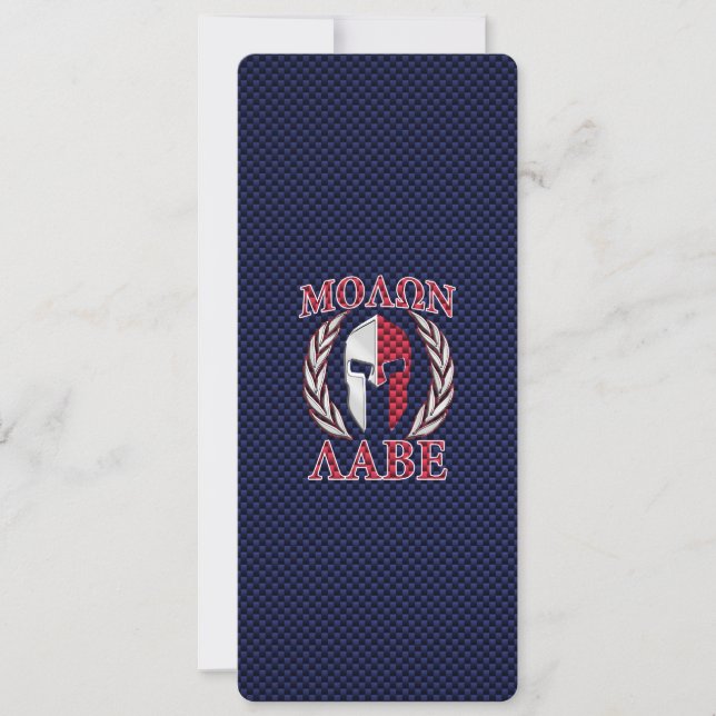 Carte Molon Labe Spartan Warrior Style fibre de carbone (Devant)
