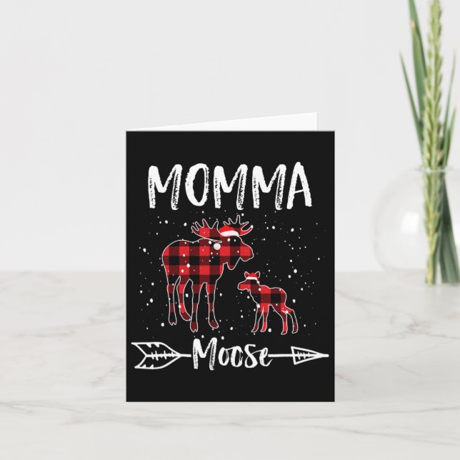 Carte Momma X-mas Moose Père Noël Famille Correspondant  (Devant)